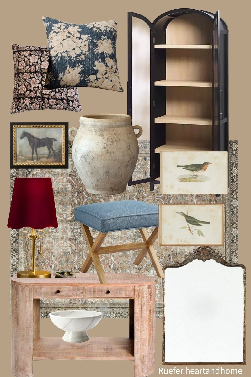 Home decor… rug, art, console table, bookcase, pottery, large vase, mirror, ornate mirror, table lamp, pillows, upholstered foot rest, bench, bird art, horse art

#LTKSaleAlert #LTKFindsUnder100 #LTKHome