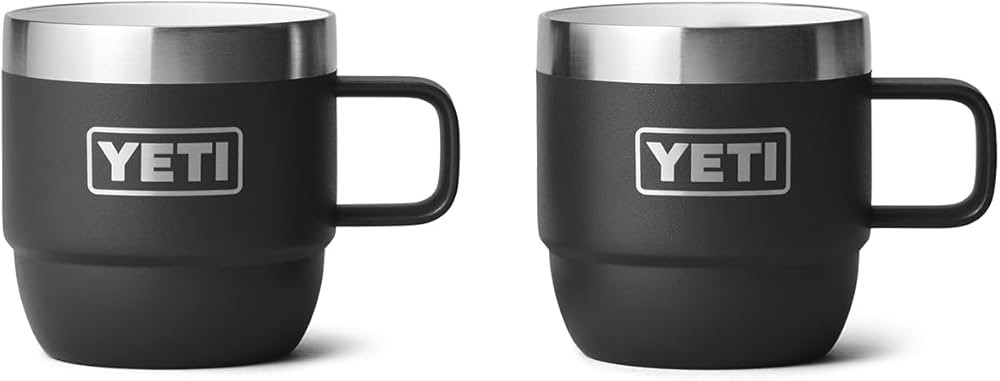 YETI Rambler 6 oz Stackable Mug, Stainless Steel, Vacuum Insulated Espresso/Coffee Mug, 2 Pack | Amazon (US)