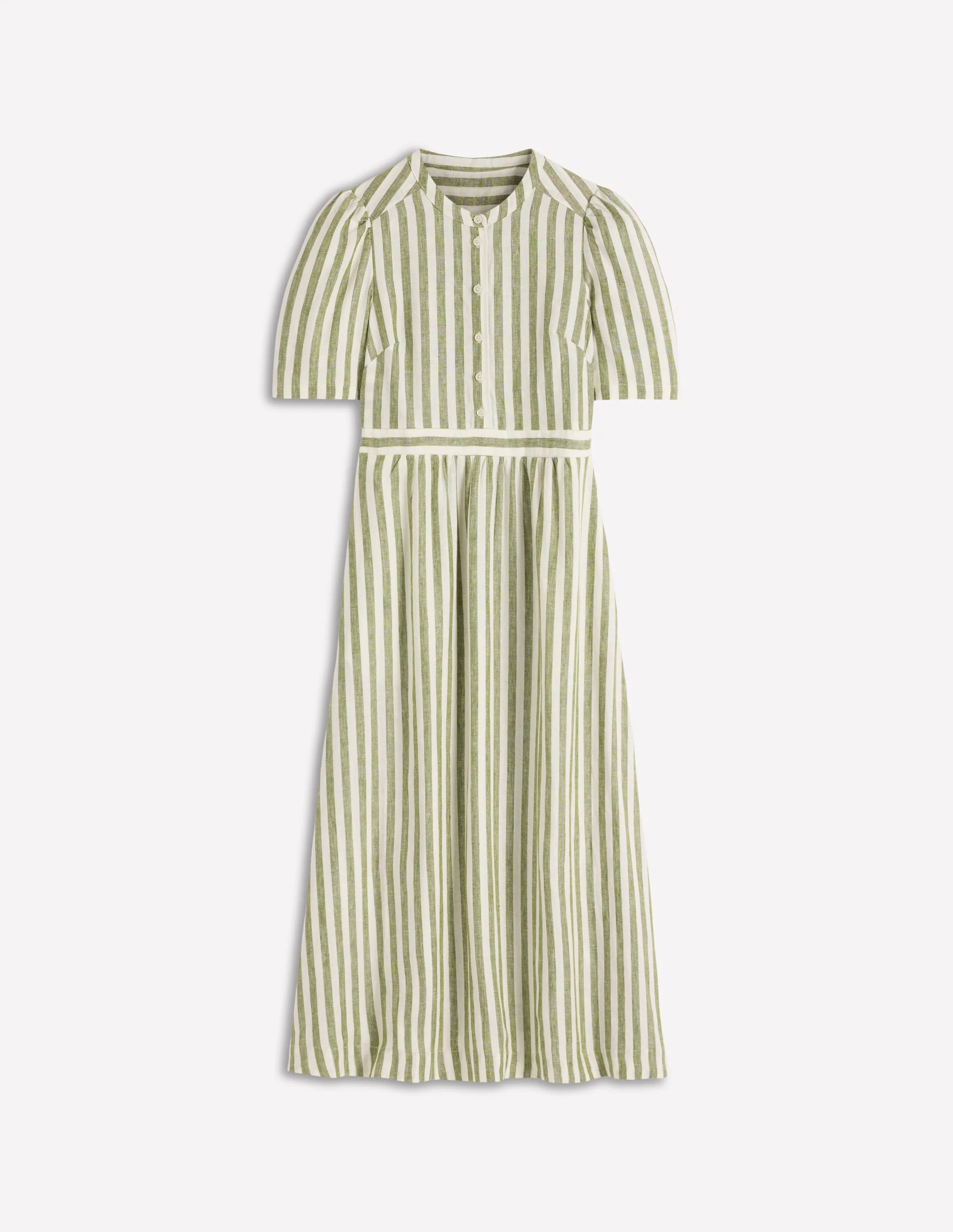 Ivy Linen Midi Dress-Olive, Ivory Stripe | Boden (US)
