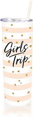 Girls Trip Travel Tumbler - Stainless Steel Vacuum Insulated Beach Wine Tumbler Cup - Bachelorett... | Amazon (US)