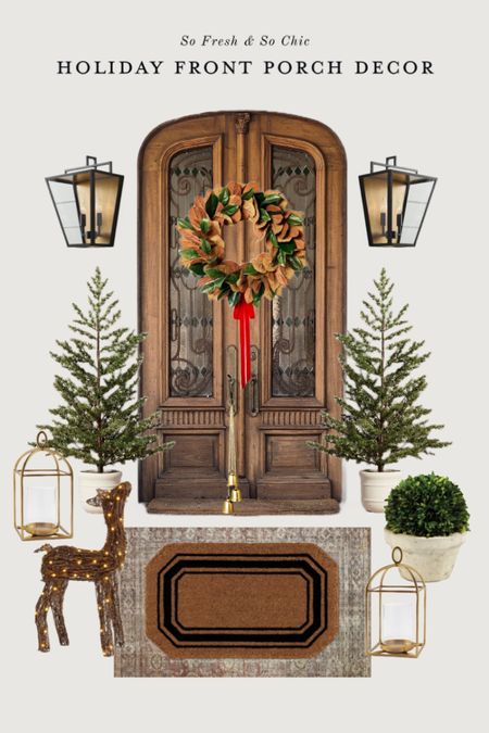 Holiday front porch decor inspiration!
-
Entryway decor - front door wreath - magnolia wreath extra large - studio mcgee target - Wayfair - amber Lewis Loloi Georgie rug - faux potted outdoor trees hearth and hand magnolia target Christmas decor - faux ball
topiary pottery barn - brass outdoor lanterns pottery barn - outdoor wall lantern black and brass pottery barn - door handle bells decor - lighted deer statue decor outdoor - affordable front porch decor - Christmas front porch decor - geometric front door mat studio mcgee target 

#LTKHoliday #LTKhome #LTKfindsunder100