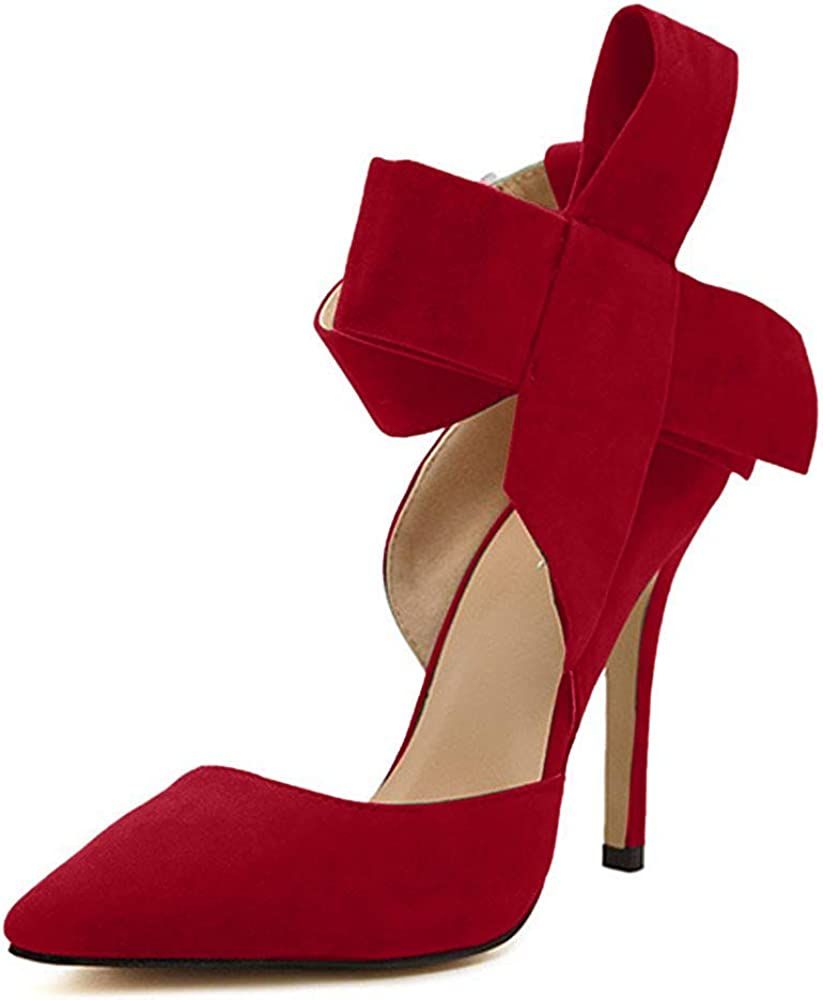 Amazon.com | Z&L Fashion Women's Pointy Toe High Heel Stiletto Big Bow Pumps Fuchsia Size 9 | Pum... | Amazon (US)