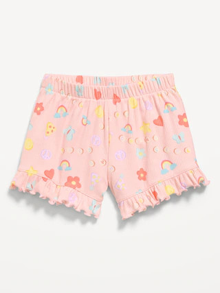 Printed Ribbed Ruffled Shorts for Toddler Girls | Old Navy (US)