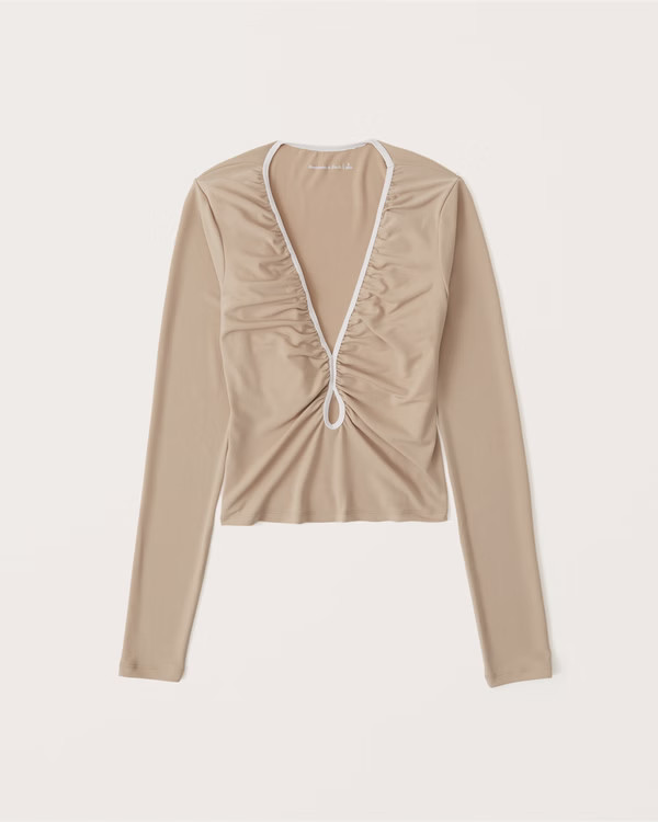 Long-Sleeve Ruched Cutout Top | Abercrombie & Fitch (US)