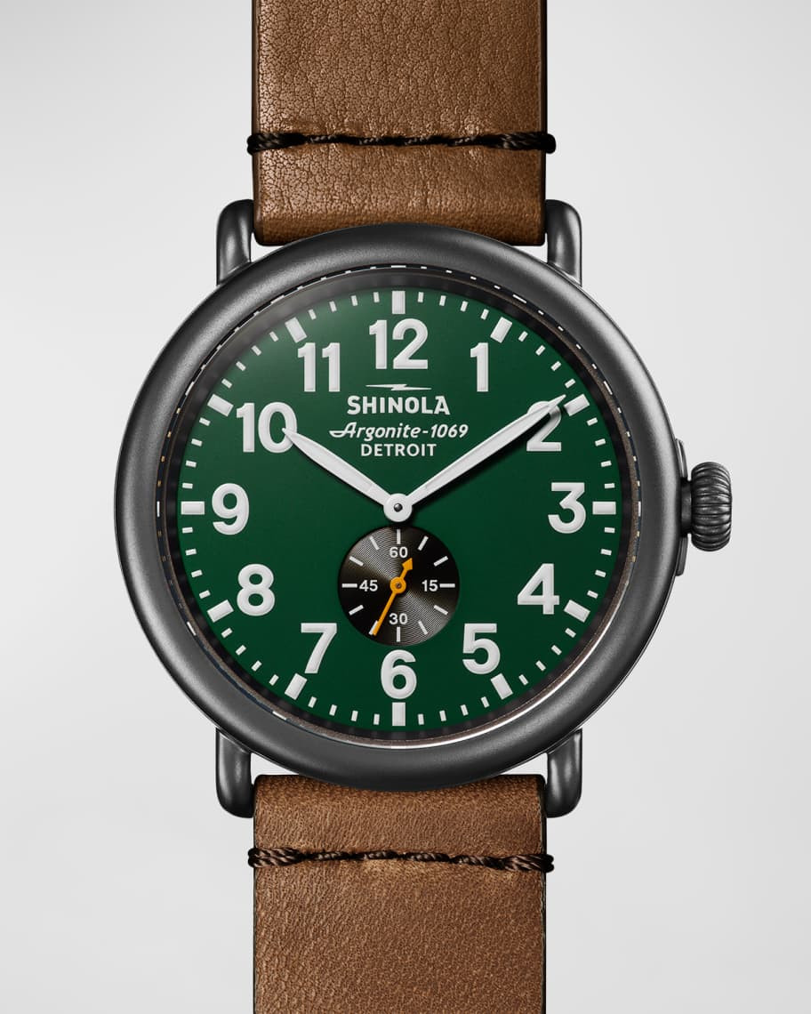 Men's 47mm Runwell Sub-Second Leather Watch | Neiman Marcus