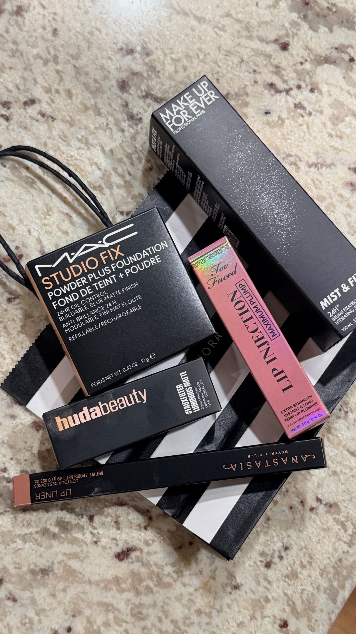 Sephora haul from today 🖤 @Sephora restock on the @hudabeauty #fauxfilter concealer and Makeup Forever setting spray 

MAC studio fix foundation Huda beauty concealer Anastasia Beverly Hills makeup forever lip plumper Too Faced lip liner beauty finds makeup 

#LTKBeauty