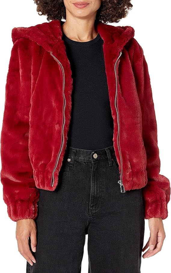 The Drop Women's Sloane Faux Fur Zip Front Hooded Bomber Jacket | Amazon (US)