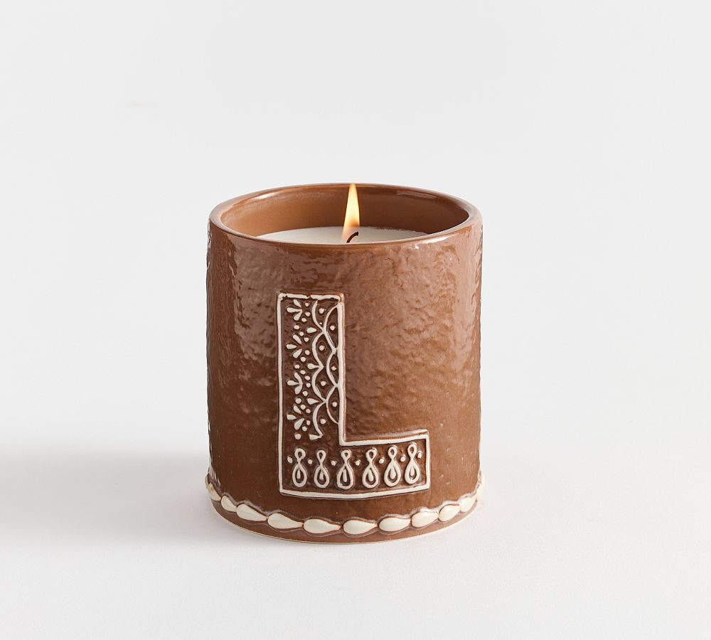 Gingerbread Alphabet Candle: L: Small (Gingerbread Spice) | Pottery Barn (US)