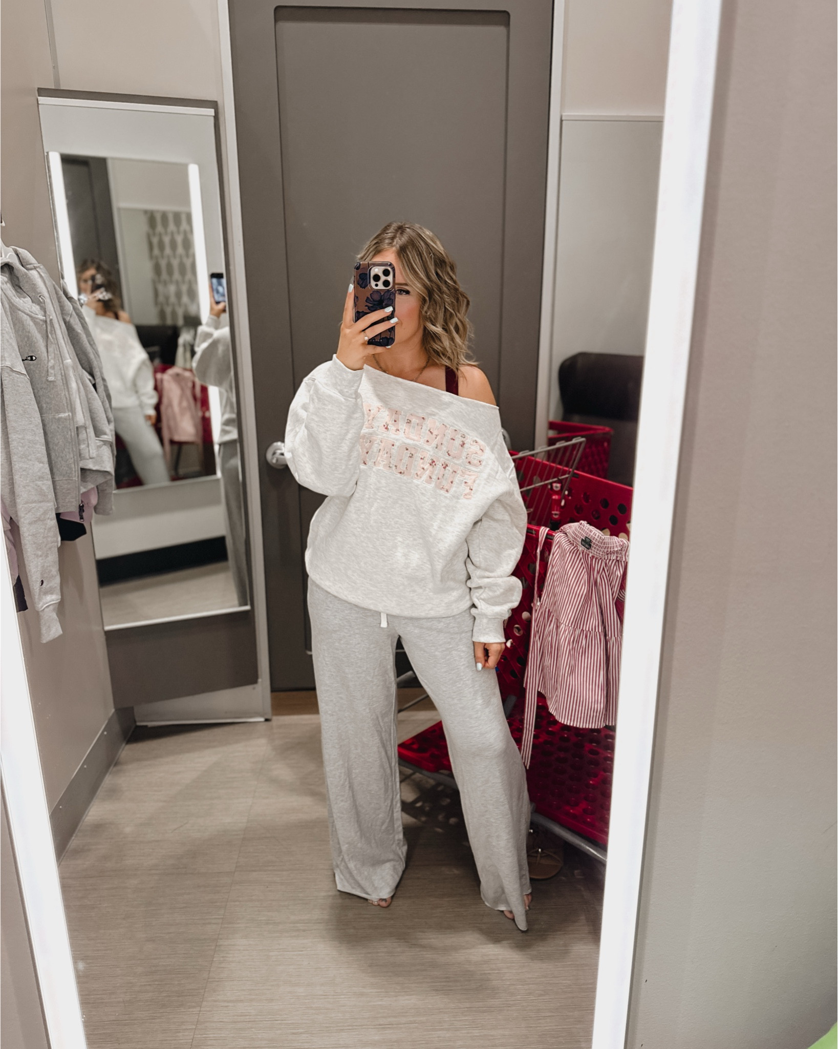 Lounge pants - true to size, wearing medium, adjustable drawstring
“Sunday funday” sweater - true to size, wearing a medium, off the shoulder
Tank - built in bra, stretchy and high quality, full length 


#target #tryon #targetstyle #ootd mom style styles outfit outfits sweatpants lounge wear ootd mom fashion comfy clothes 

#LTKFindsUnder50 #LTKActive #LTKStyleTip