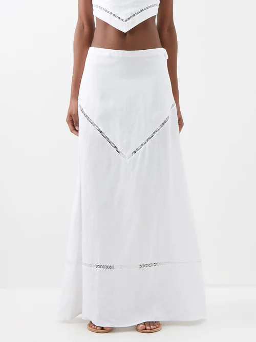 Staud - Kathleen Linen Maxi Skirt - Womens - White | Matches (UK)