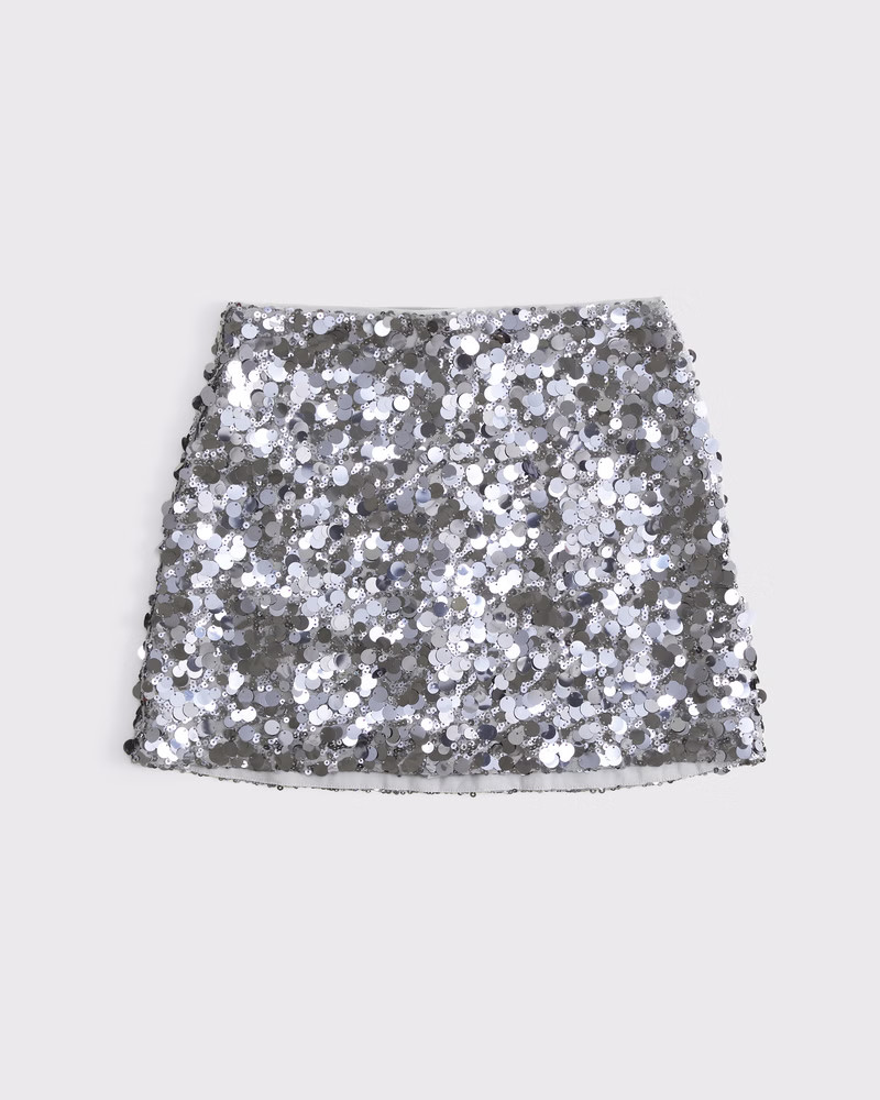 Abercrombie & Fitch Women's Sequin Mini Skort in Silver - Size XS | Abercrombie & Fitch (US)