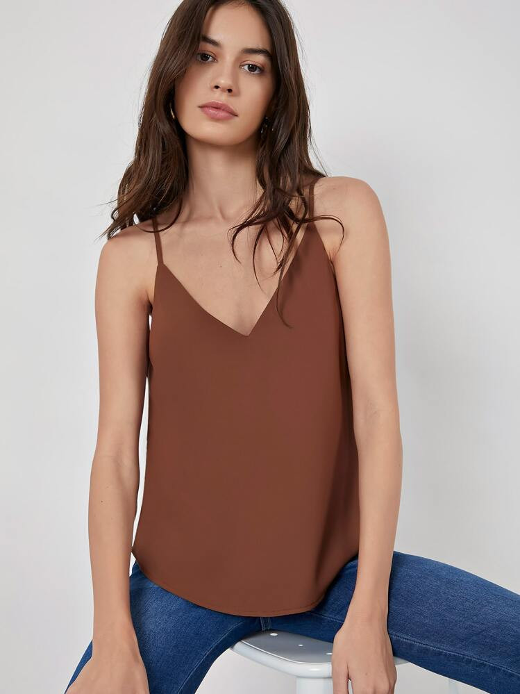 BizChic Débardeur Ample À Col V Unicolore Pour Femmes, Adapté Pour Les Déplacements Urbains, Le Bureau, Les Tenues Décontractées Chic, Les Fêtes Et Les Rassemblements, Pour L'automne | SHEIN