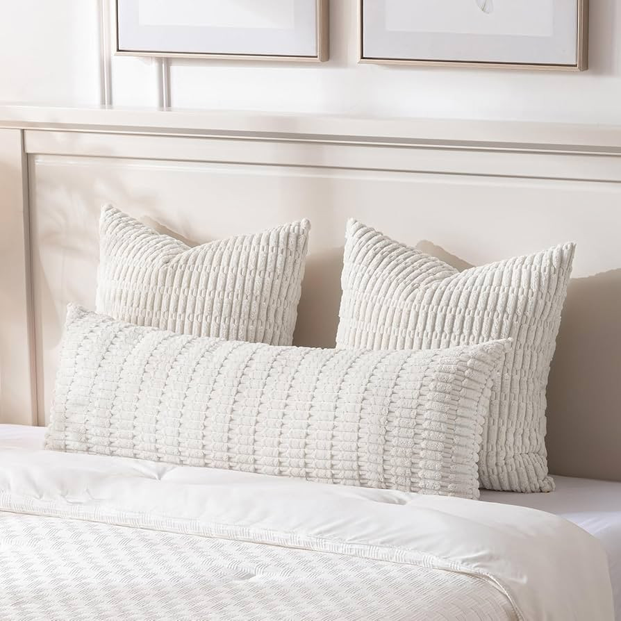 Fancy Homi Cream Boho Long Body Lumbar Decorative Throw Pillow Cover 14x36 Inch for Bed Couch Bed... | Amazon (US)