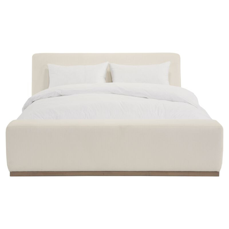 Leigh Linen Platform Bed, Ivory White | One Kings Lane
