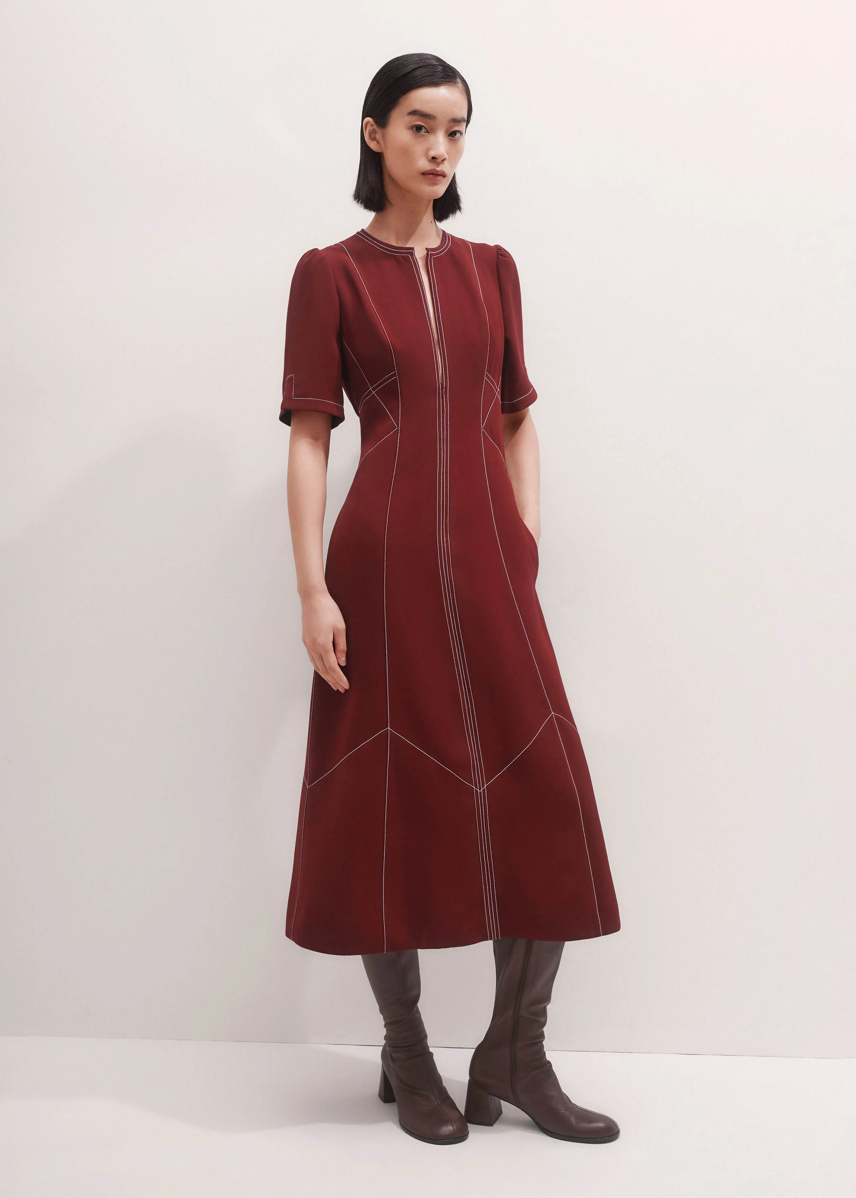 Midi Dress + Belt Fluid Twill | ME+EM US