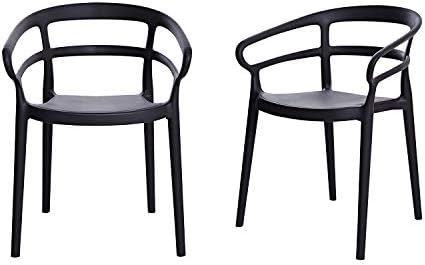 Amazon Basics Dark Grey, Curved Back Dining Chair-Set of 2, Premium Plastic | Amazon (US)