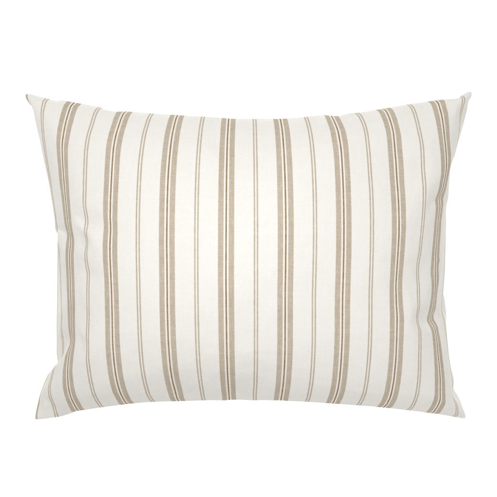 Pillow Sham in s Warm Taupe Brown Vertical Ticking Stripes - Neutral Modern Farmhouse | Spoonflower