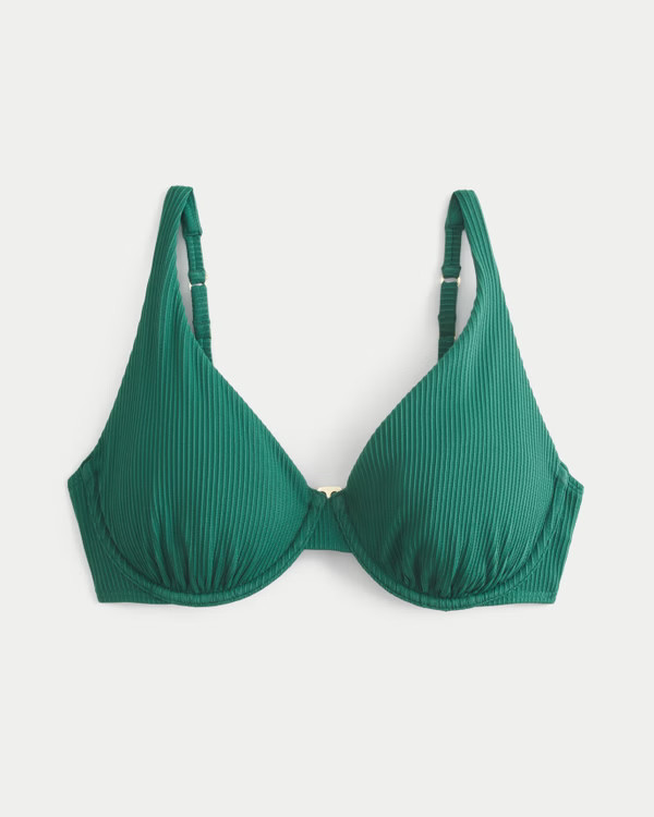 Curvy High Apex Ribbed Underwire Bikini Top | Hollister (US)