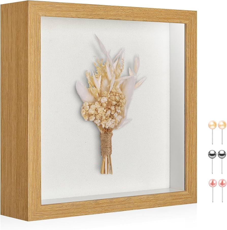 8x8 Shadow Box Picture Frame Display Case with Soft Linen Back-Thickened Panel,Small Brown Deep S... | Amazon (US)