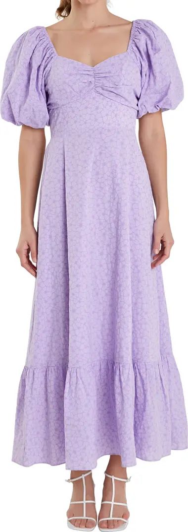 English Factory Floral Puff Sleeve Tie Back Maxi Dress | Nordstrom | Nordstrom