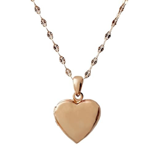Honeycat Puffy Heart Locket Charm Necklace in Gold, Rose Gold, or Silver | Minimalist, Delicate (Rose Gold) | Amazon (US)