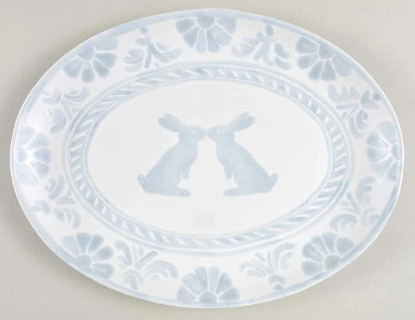 Pottery Barn Chambray Tile Bunny Handcrafted Stoneware Serving Platter NEW | eBay US