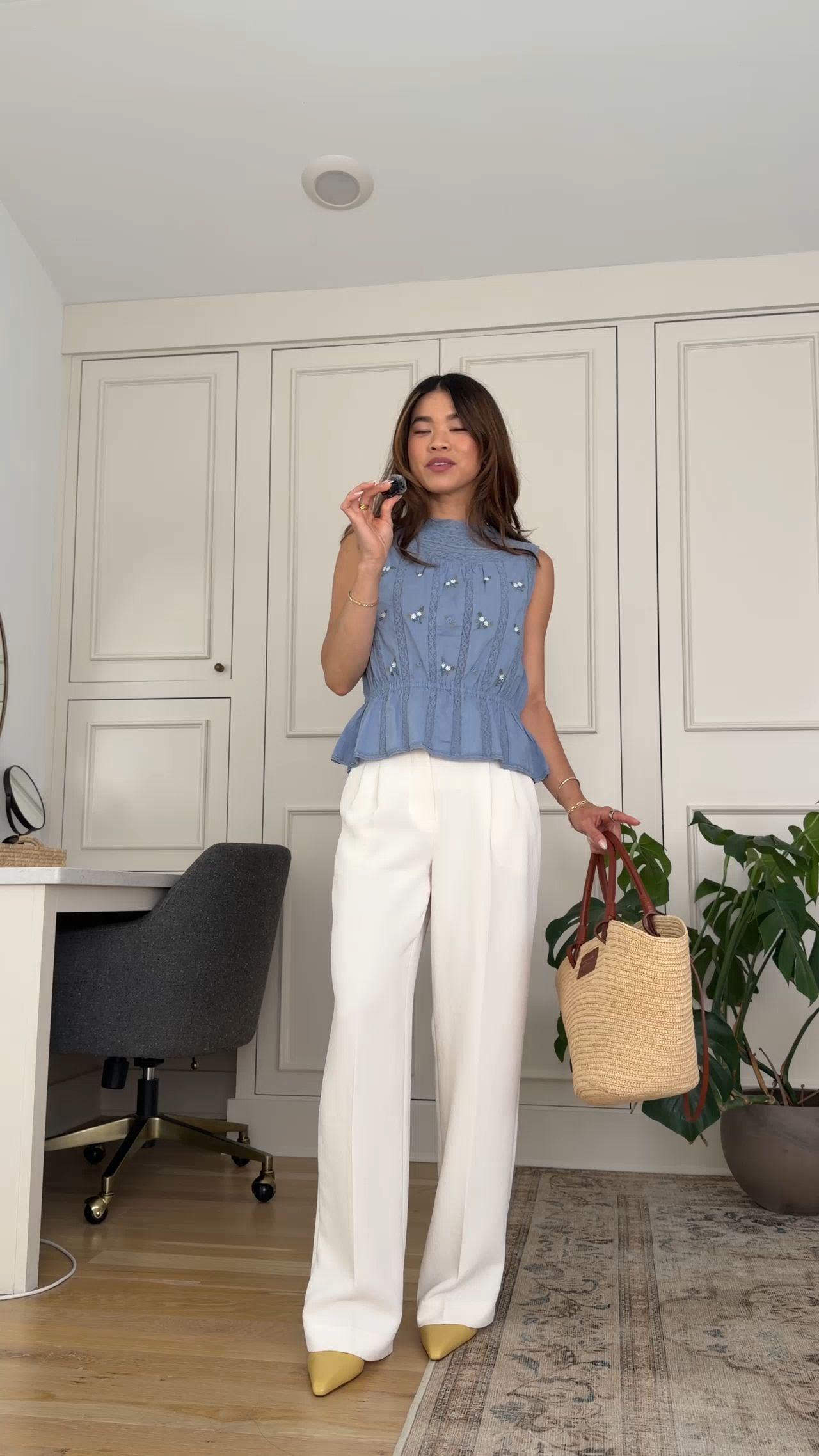 Sizing info:
•Blue tank size 2 in Contrasting Ecru Embroidery on Sky Blue Background
 •White pants size 0 in White 

petite fashion, get dressed with me, outfit inspiration, ootd, nashville outfit, Nashville influencer, petite style, vacation style, casual outfits, mom style, petite pants, spring outfits, spring outfit info, spring pants, spring outfit idea, spring top, spring bag, spring tank, spring shoes, summer pants, petite pants, cropped pants, aritzia pants 
@Aritzia 
 

#LTKPetite #LTKootd #LTKSeasonal