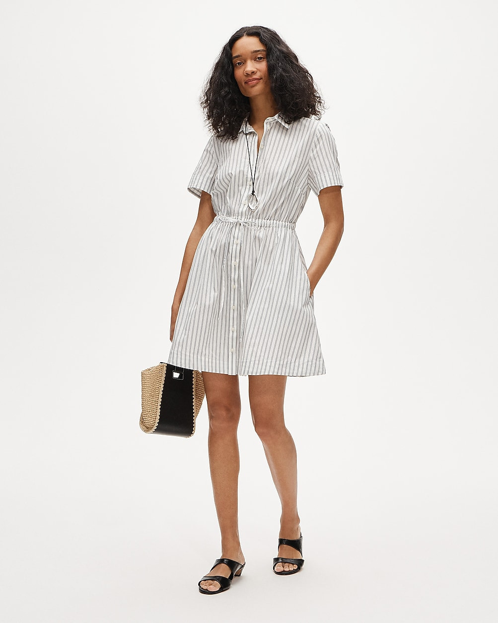 Cerise mini shirt-dress in striped cotton poplin | J. Crew US