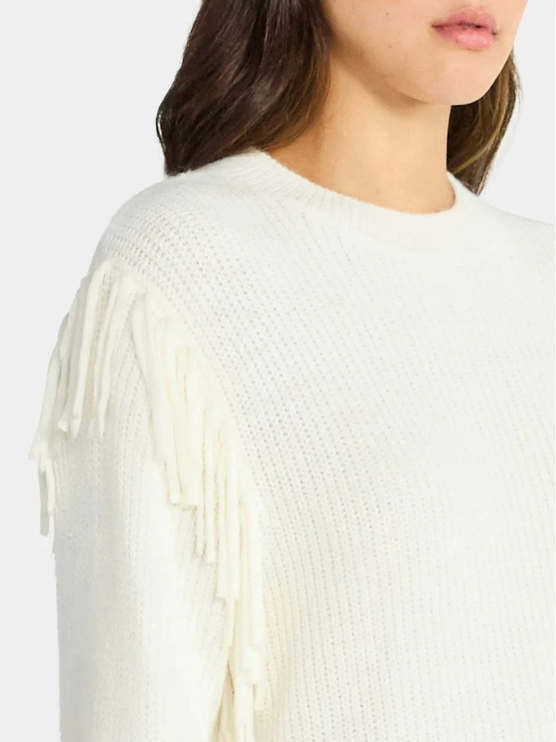 Time and Tru Women's Fringe Pullover Sweater, Midweight, Sizes XS-XXXL | Walmart (US)