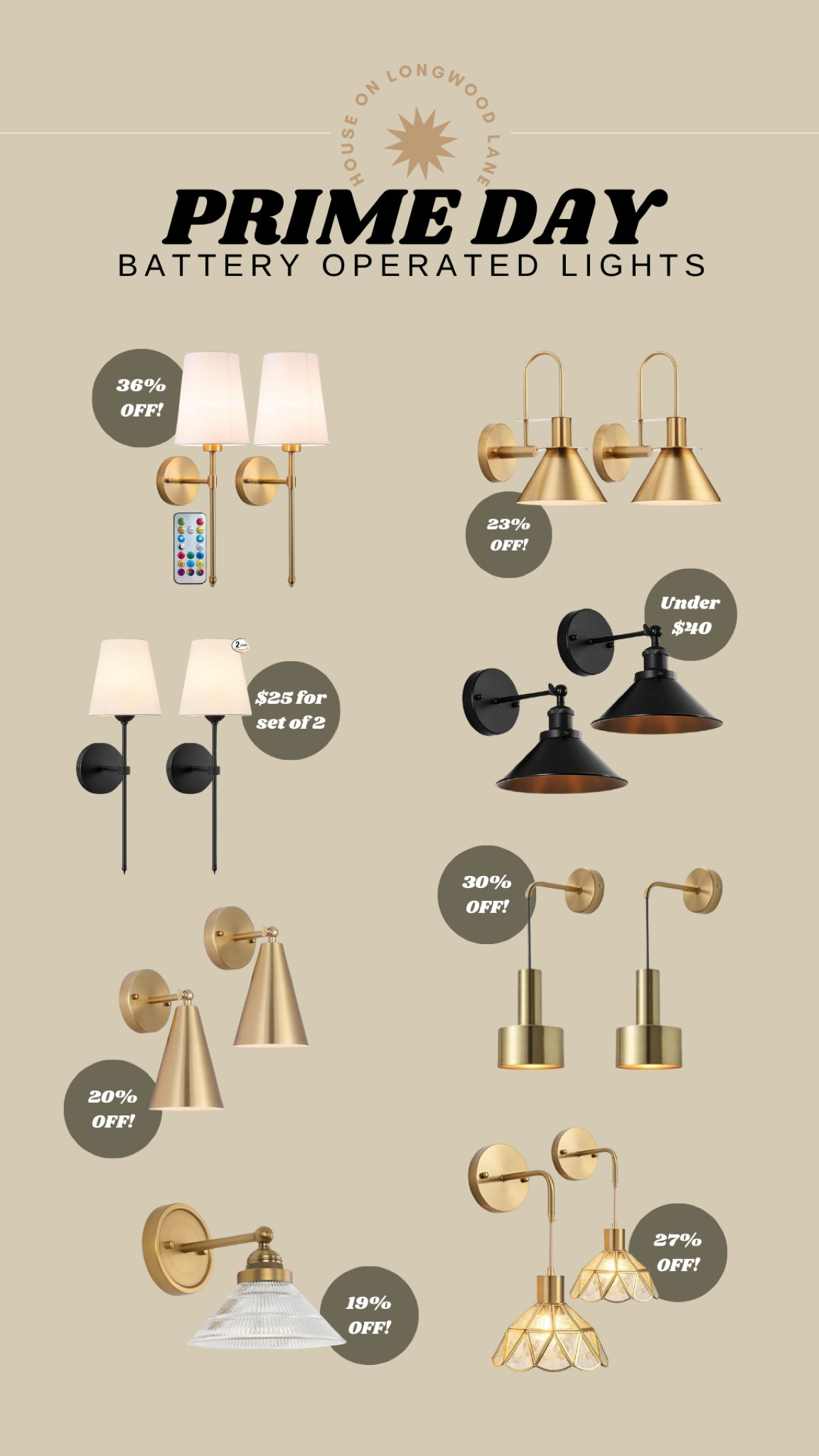 no electricity? No problem! I found all of these battery operated wall sconces with remotes. Most are sets of 2 all under $100 for prime day deals  

#LTKHome #LTKFindsUnder100 #LTKSaleAlert