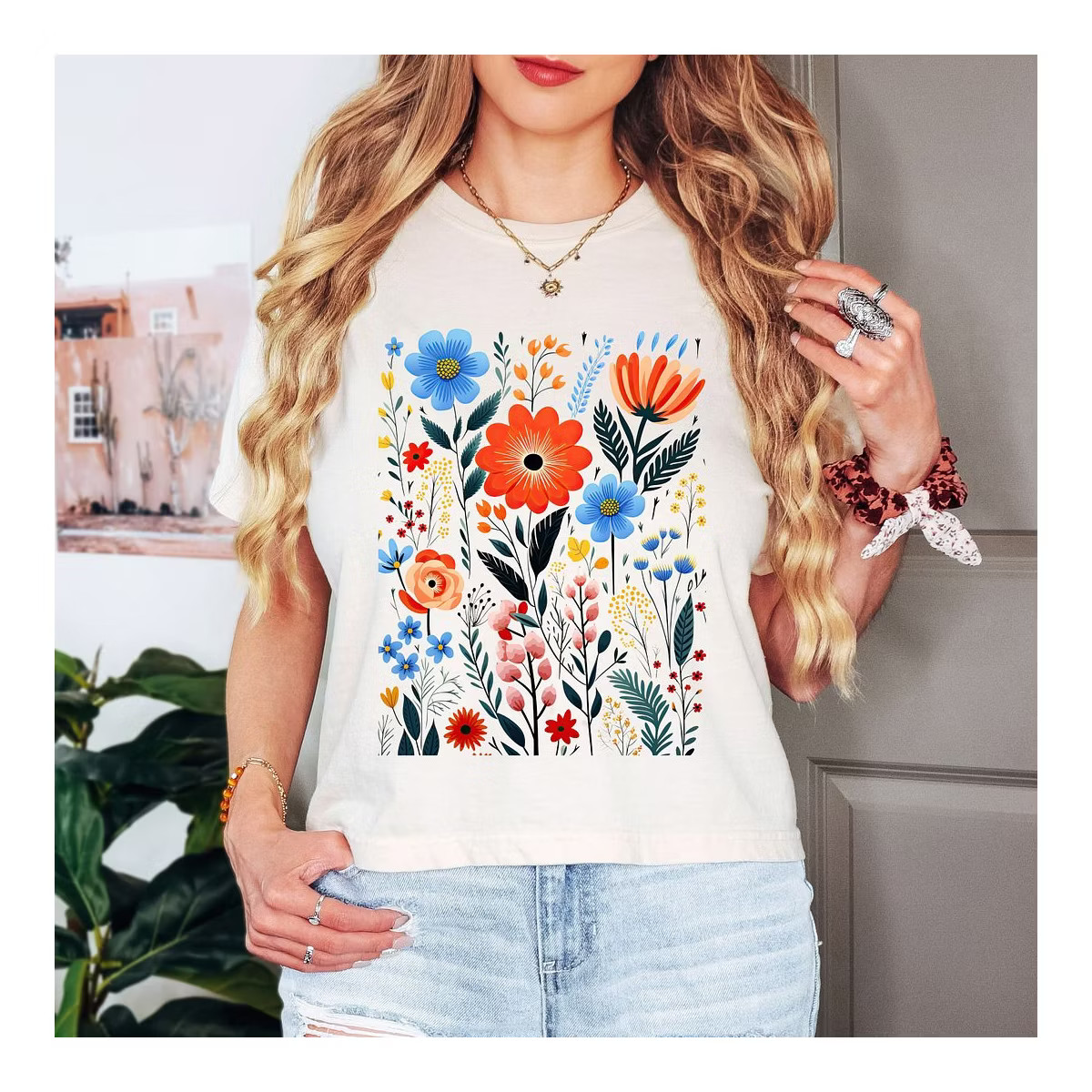 Simply Sage Market Women's Boho Cottagecore Floral Short Sleeve Relaxed Fit Cropped Tee | Target