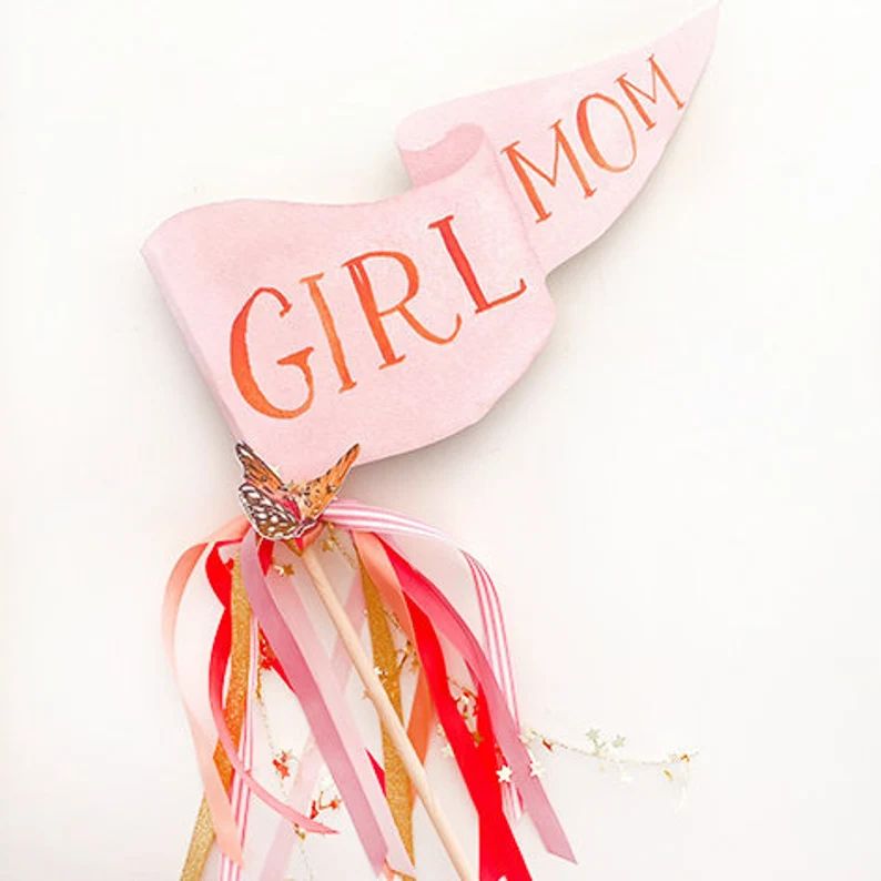 Girl Mom Party Pennant | Girl Mom Flag Banner | Gender Reveal Flag | Mother's Day Gift | Girl Mom... | Etsy (US)