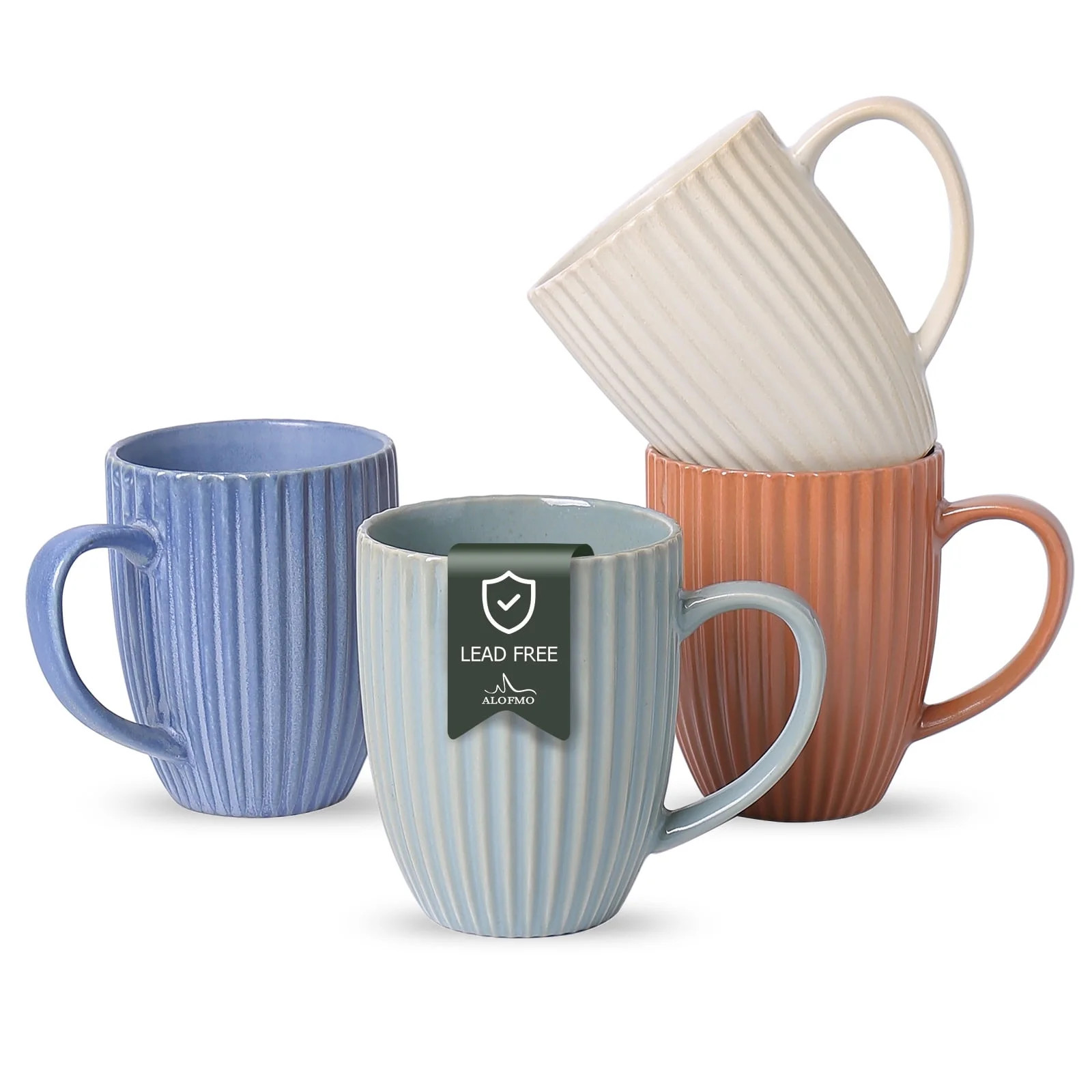 ALOFMO 16oz Ceramic Coffee Mugs Set of 4, Coffee Cups with Handles, Tea Cups, Cappuccino Cup, Lat... | Walmart (US)