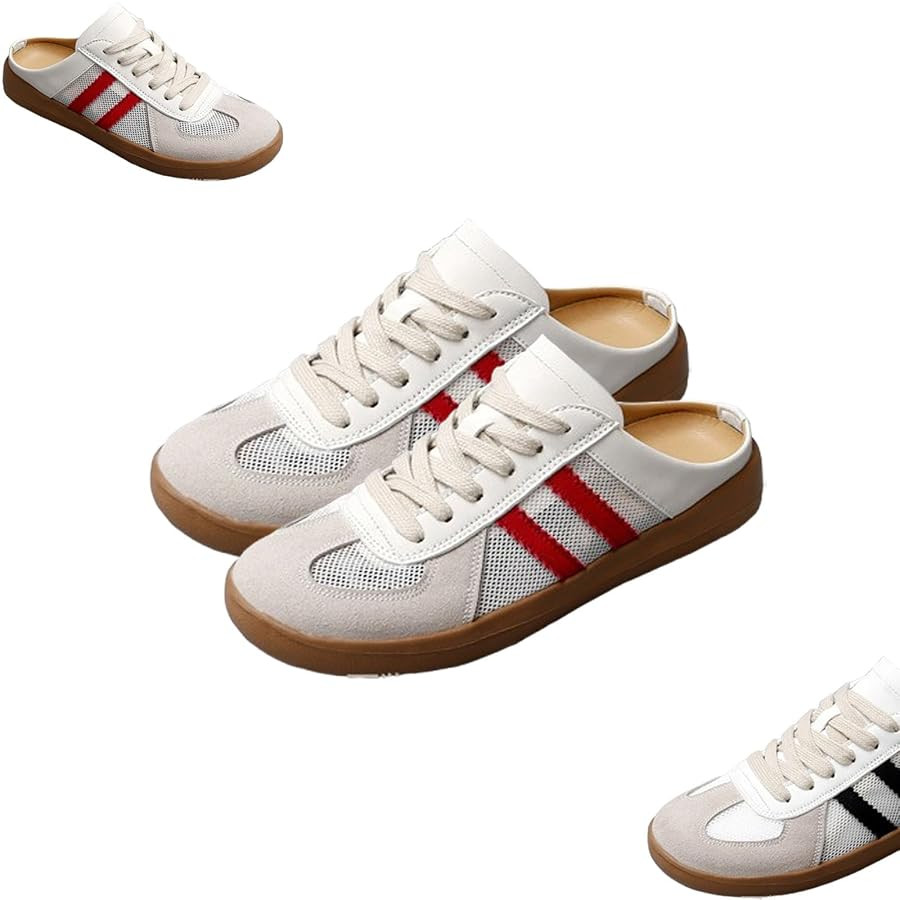 2025 New Women's Fashionable Contrast Mesh Design Lace Up Walking Shoes,Backless Sneakers Open Ba... | Amazon (US)