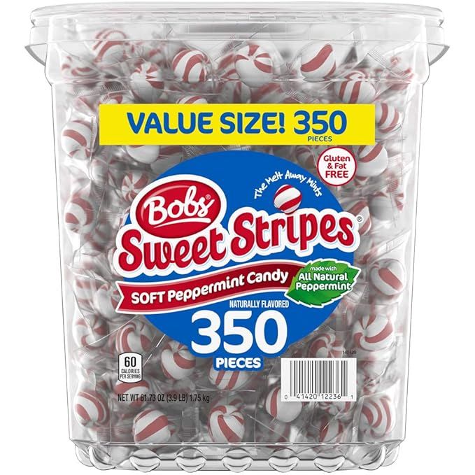 Bob's Sweet Stripes Soft Peppermint Candy, 350 Count, 61.73 Oz | Amazon (US)