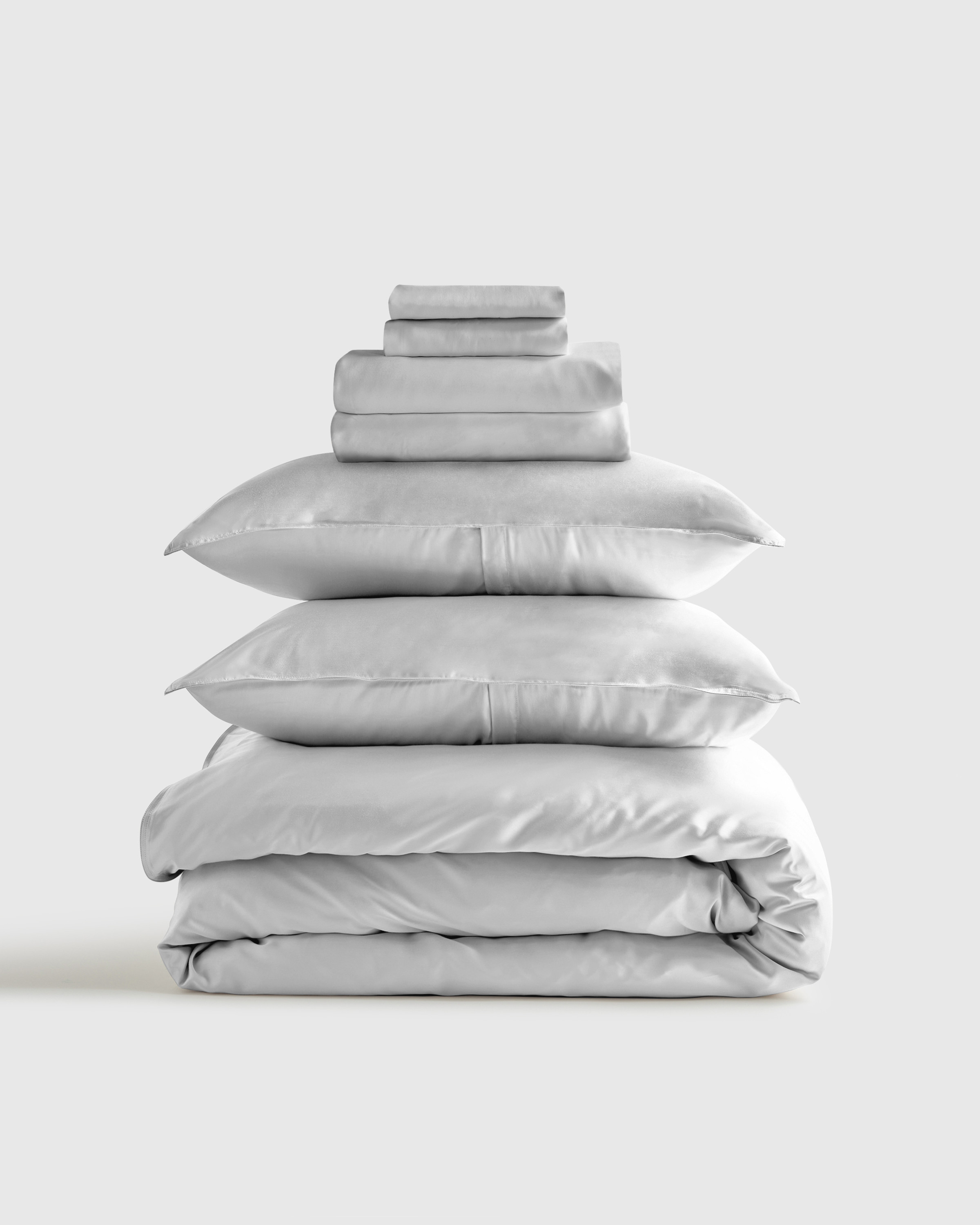 Quince | Bamboo Deluxe Bedding Bundle in Light Grey, Size Queen, Bamboo Viscose | Quince