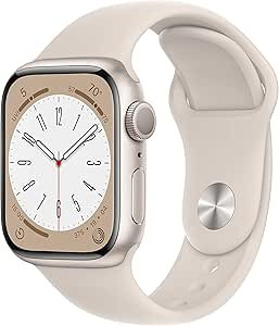Apple Watch Series 8 (GPS, 41MM) - Starlight Aluminum Case with Starlight Sport Band (Renewed) | Amazon (US)