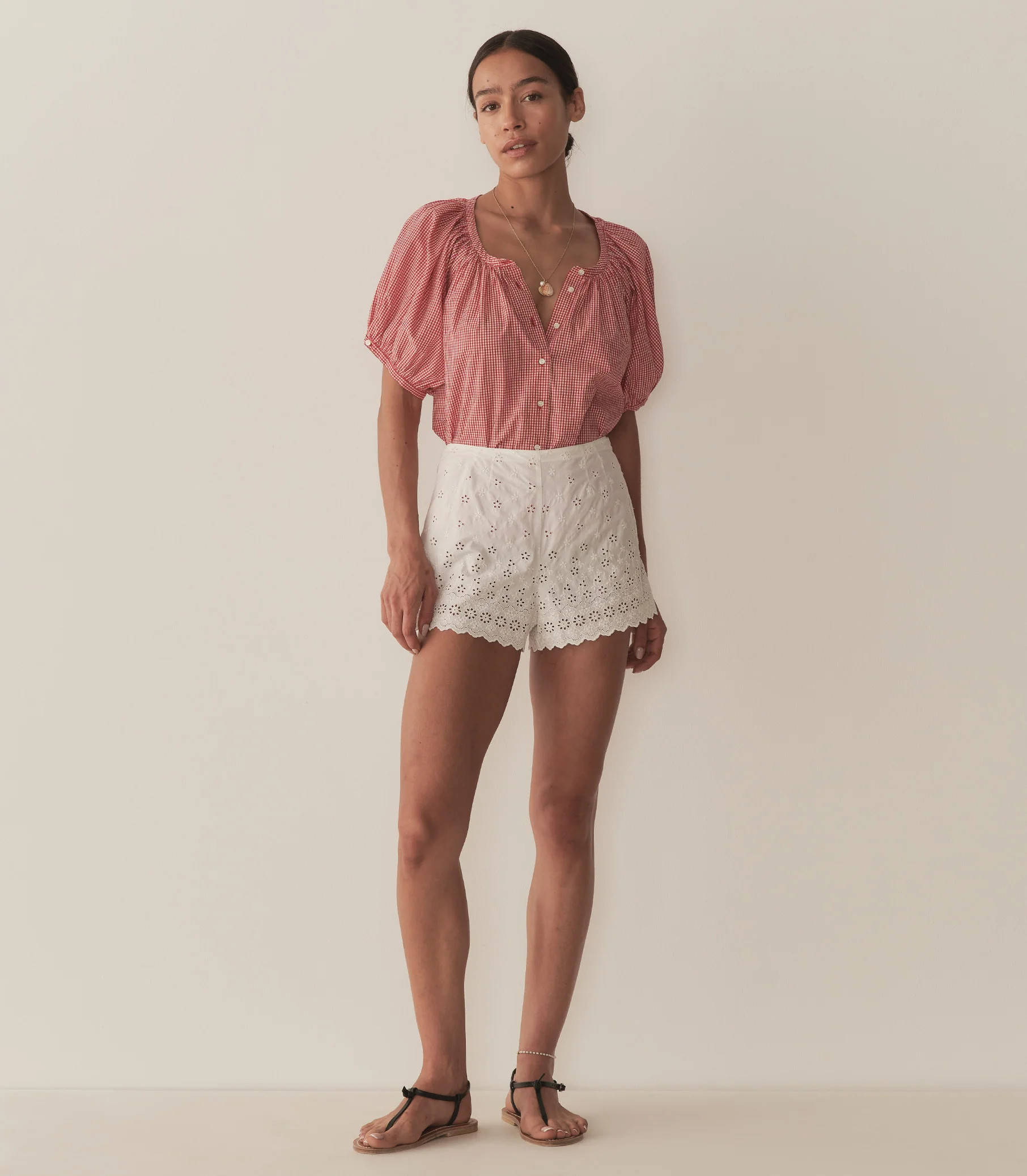 June Top - Cerise Paris Gingham | DÔEN | DOEN