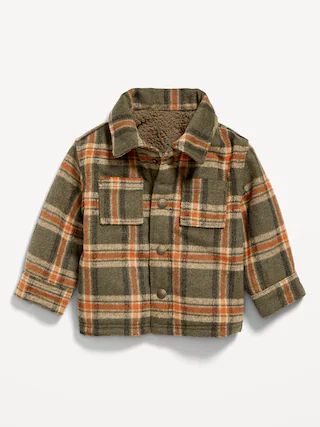 Unisex Sherpa-Lined Plaid Shacket for Baby | Old Navy (CA)