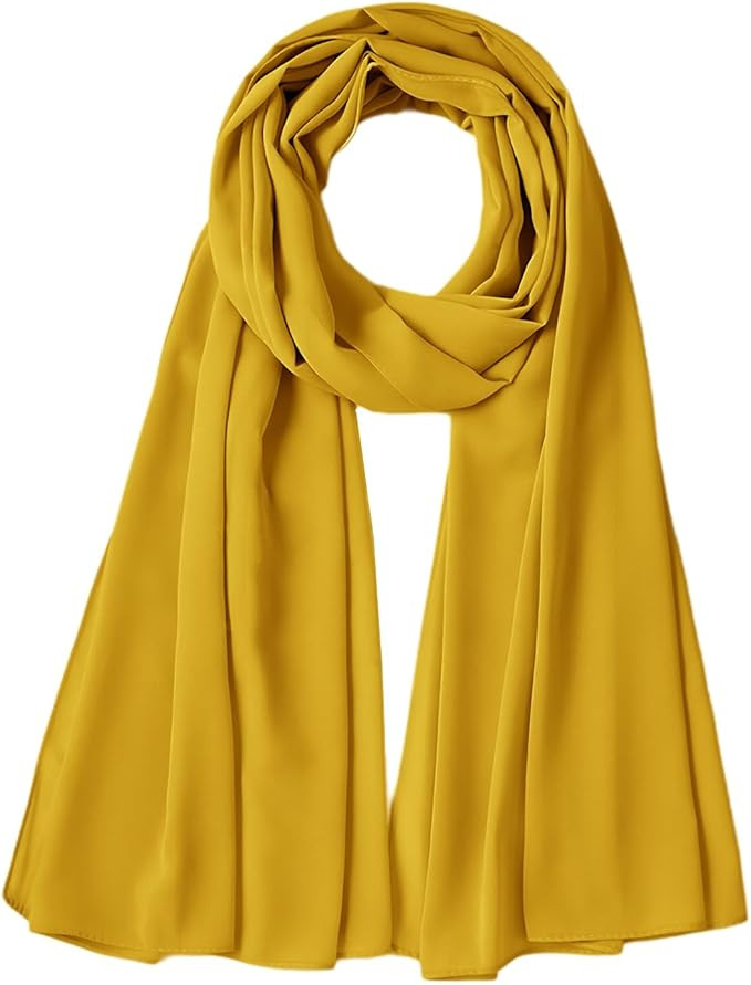 Chiffon Scarf for Women Lightweight Breathable Sunscreen Soft Solid Hijab Scarf for Daily & Musli... | Amazon (US)