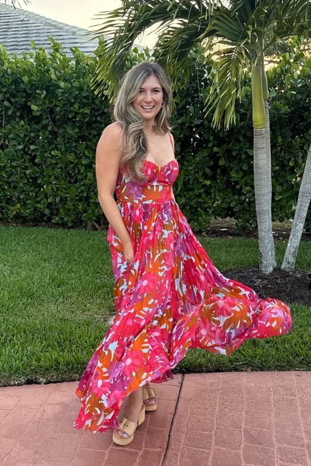 Pleated maxi dress floral from petal and pup wedding guest dress print and super pleated bustier super flattering 

#LTKfindsunder100 #LTKwedding #LTKparties