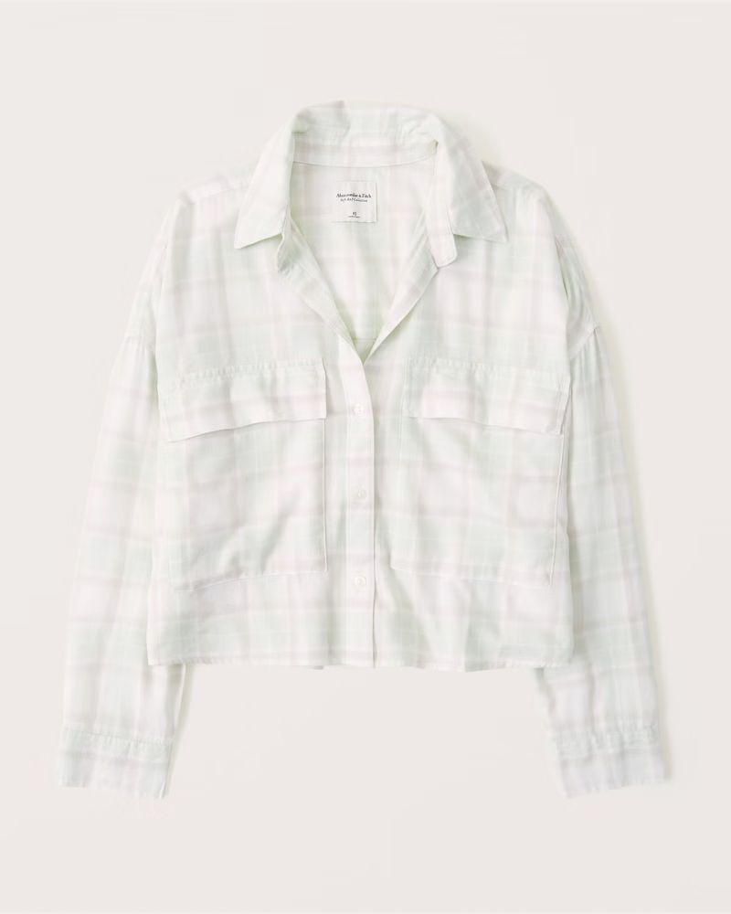 90s Cropped Boxy Flannel Button-Up Shirt | Abercrombie & Fitch (US)