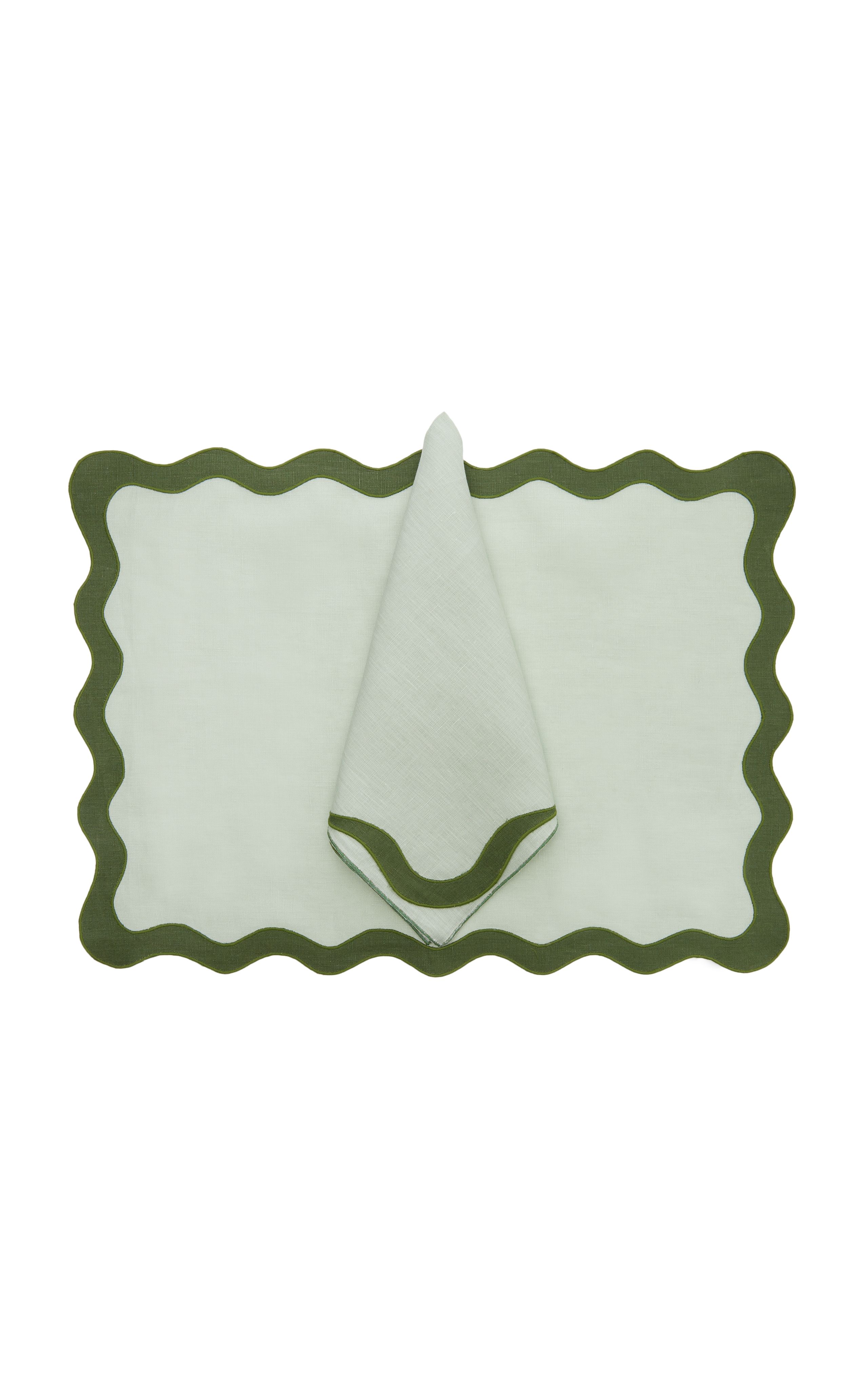 Scalloped Linen Placemat and Napkin Set | Moda Operandi (Global)