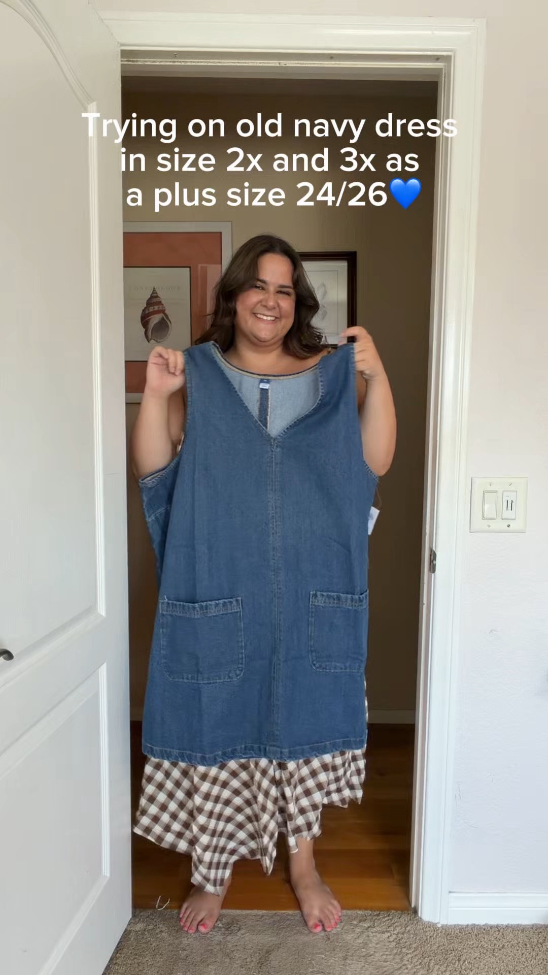 Perfect denim dress from old navy wearing plus size 2x and plus size 3x