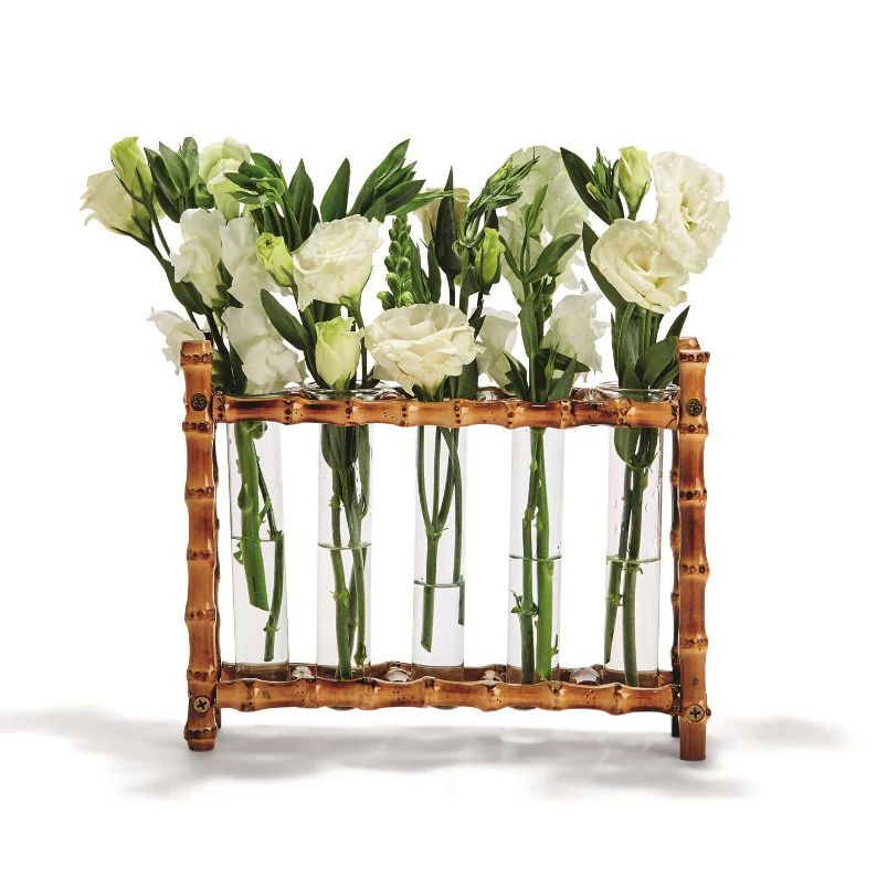 Natural Bamboo Vase with Glass Tubes | Paloma & Co.