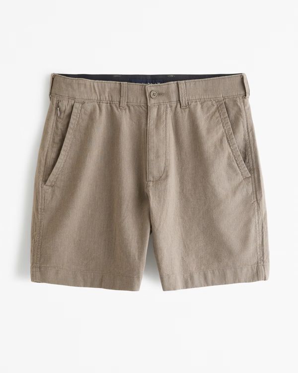Men's Linen-Blend Plainfront Short | Men's Bottoms | Abercrombie.com | Abercrombie & Fitch (US)