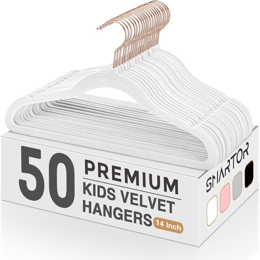 Smartor Kids Velvet Hangers 50 Pack, 14 Inch Premium Non Slip Kids Felt Hangers for Closet, Space... | Amazon (US)