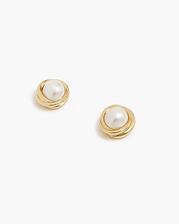 Pearl and gold stud earrings | J.Crew Factory