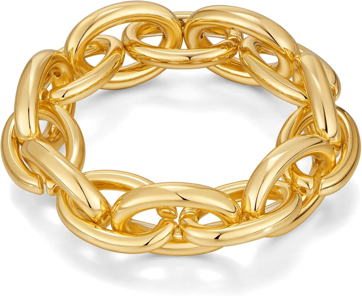 WOWORAMA Chunky Chain Bracelet for Women Adjustable Elastic Stretch Link Bracelets Thick Chunky L... | Amazon (US)