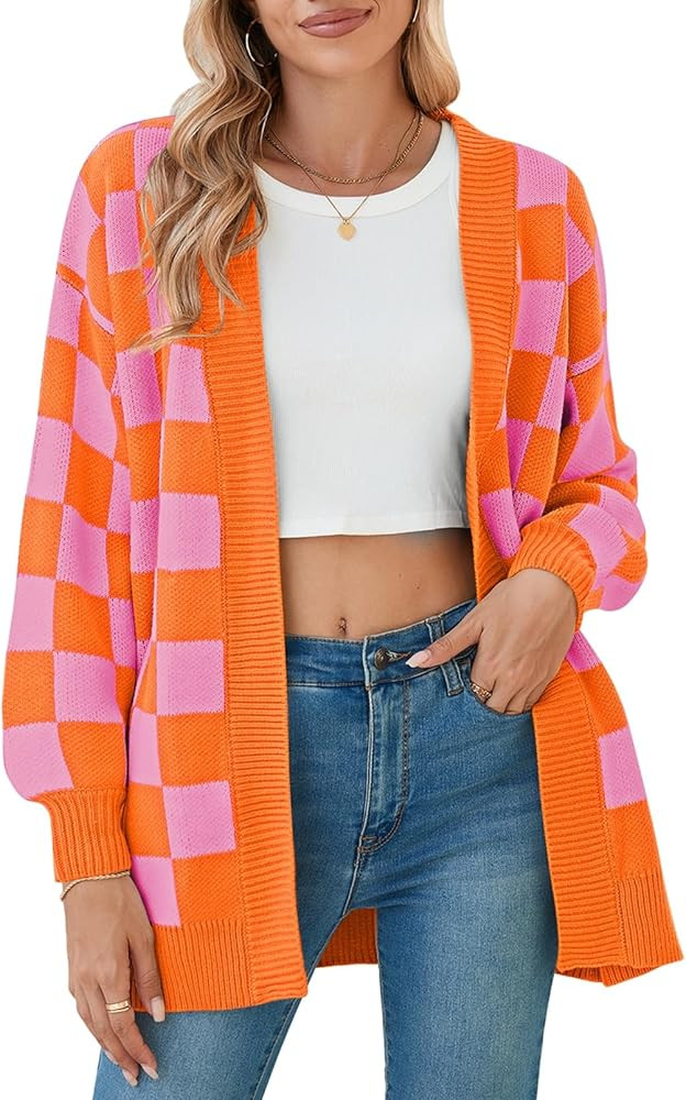 Pink Queen 2024 Fall Long Cardigans for Women Batwing Sleeve Open Front Ribbed Knit Oversized Car... | Amazon (US)